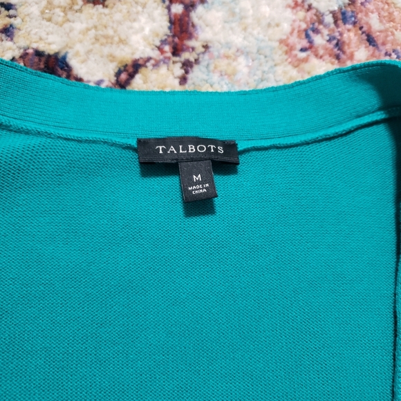 Talbots Teal Green V-Neck Cardigan Sz M - Picture 2 of 10
